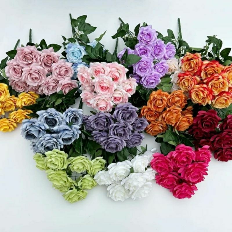 Rose Holland cabang 9 / rose artificial / bunga mawar