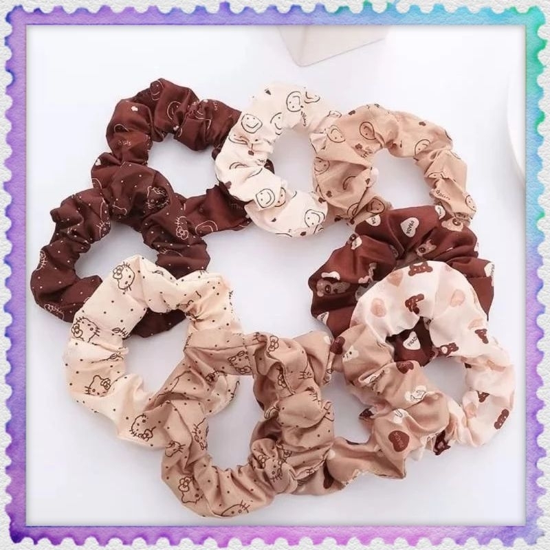 k213 ikat rambut anak perempuan cepol schrunchin katun