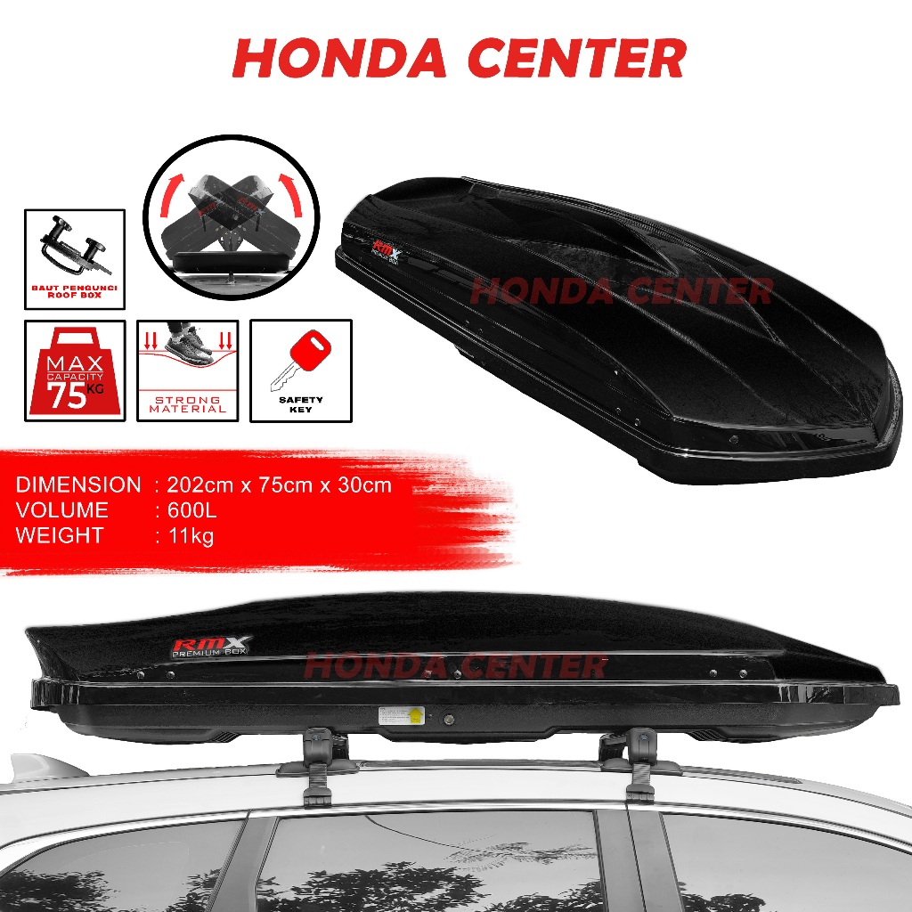 Paket Roof Box+Cross Bar Brio Mobilio Brv Crv Freed Innova Zenix Ertiga Xl7 Pajero Fortuner Livina