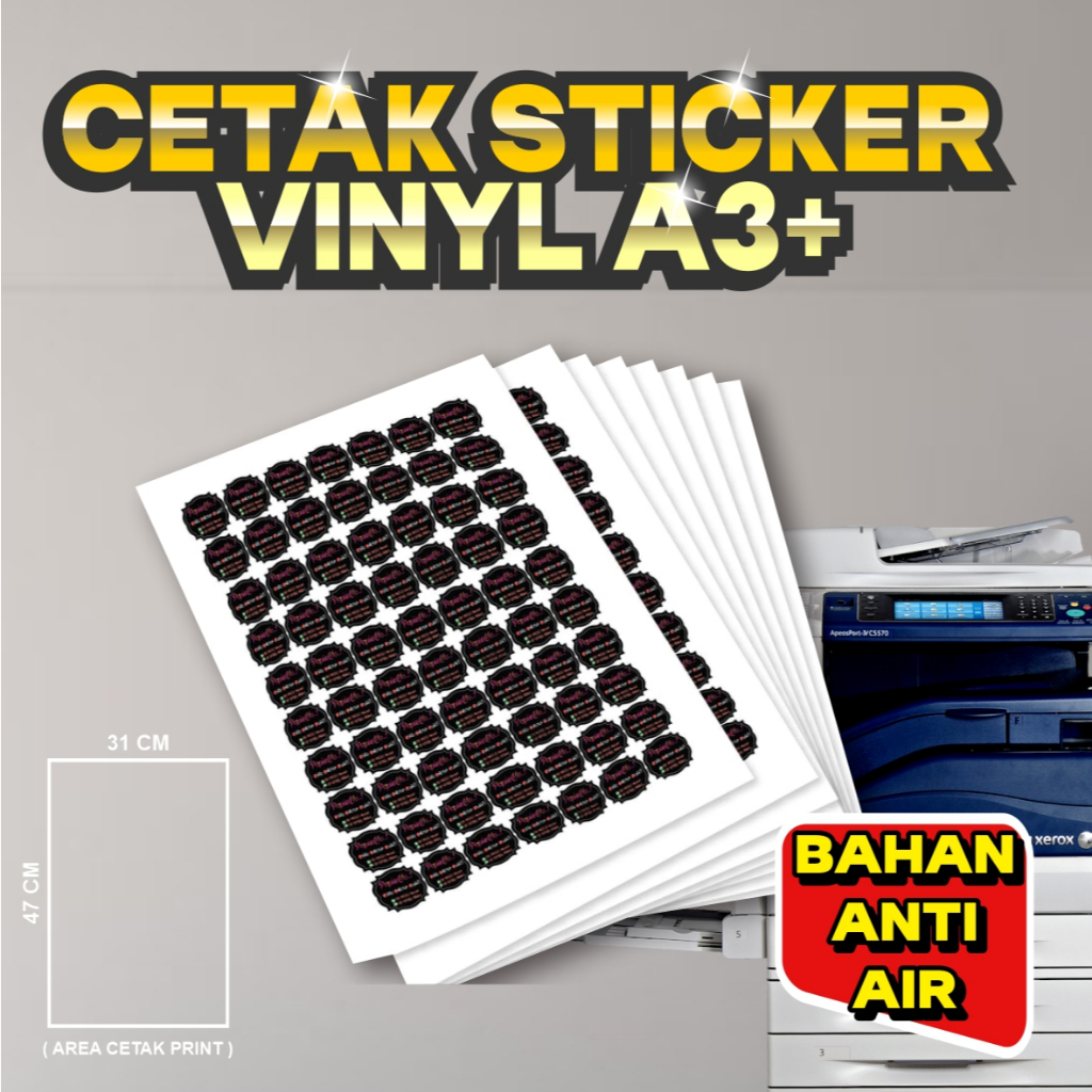 

STICKER VINYL a3+ / STICKER ANTI AIR / STICKER LABEL / STICKER PACKAGING / STICKER KEMASAN