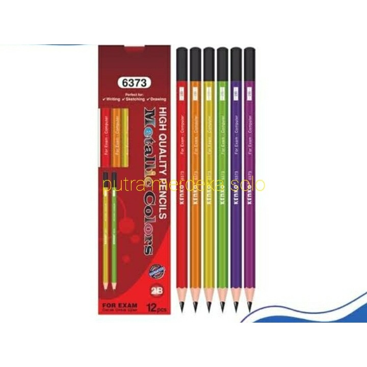 

Pensil 2B Kenko Metallic Colors 6373 (1 pak isi 12 pcs) For Exam Cocok Untuk Ujian