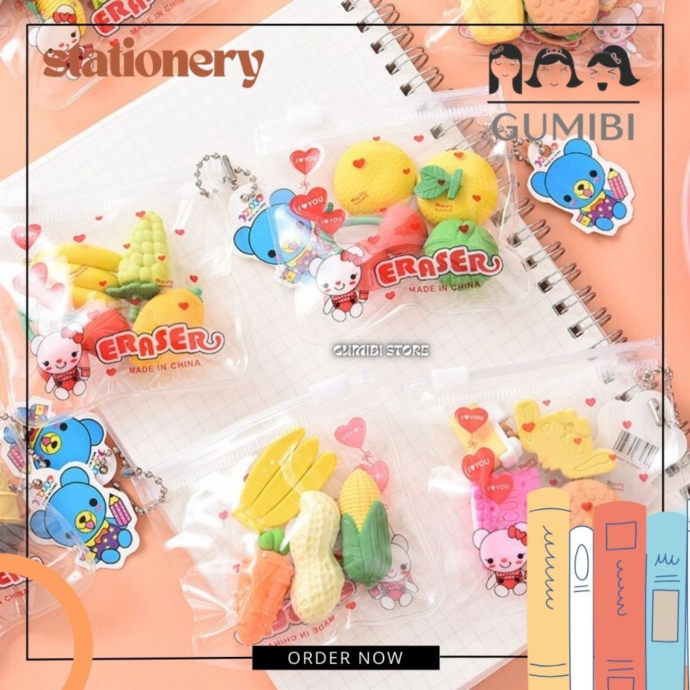 

PENGHAPUS BUAH 1 SET 4 PCS PENGHAPUS SERUT ISI BUAH SAYUR PREMIUM ERASER PENGHAPUS PENSIL 3D BENTUK LUCU UNIK TERMURAH
