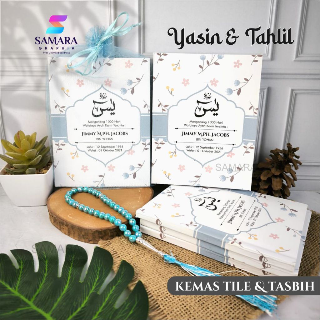 CETAK BUKU YASIN DAN TAHLIL CUSTOM FOTO ALAMARHUM DI DALAM LENGKAP 40 100 1000 HARIAN SOUVENIR TAHLI