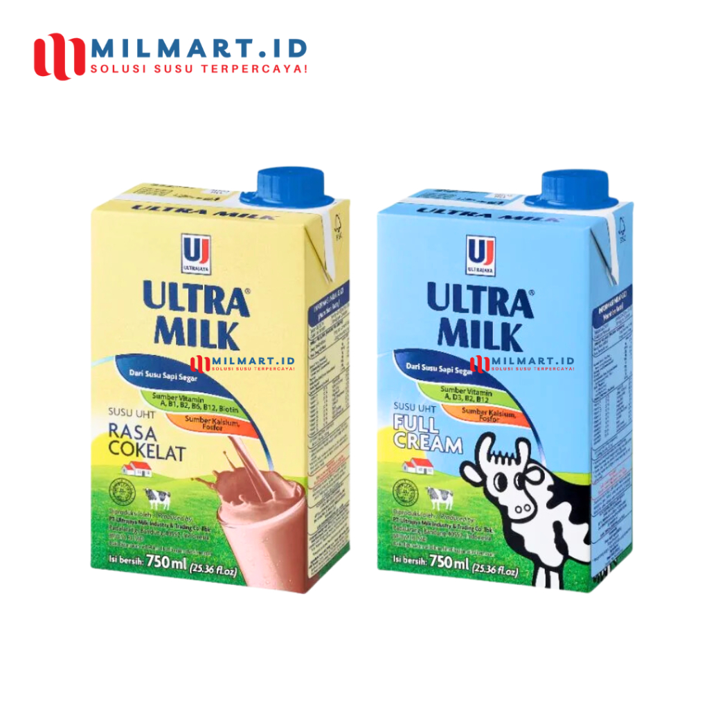 

ULTRA MILK FULL CREAM 750 ML SUSU UHT CAIR ULTRAMILK SUSU SAPI COKELAT CHOCOLATE