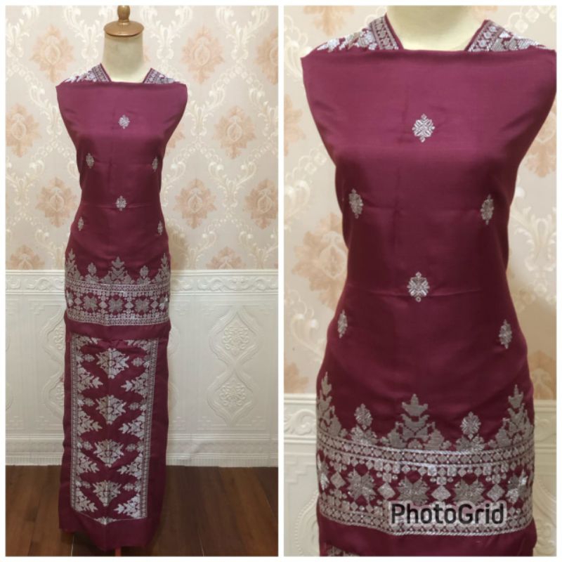 Bahan Baju Kurung Bordir Motif Songket Melayu/Bahan Baloteli/Motif Bordir Songket Melayu Mulz - 10