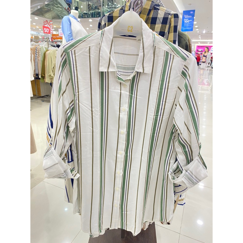 Kemeja cewek best seller motif garis garis merk C2 (ORI BRAND MATAHARI)