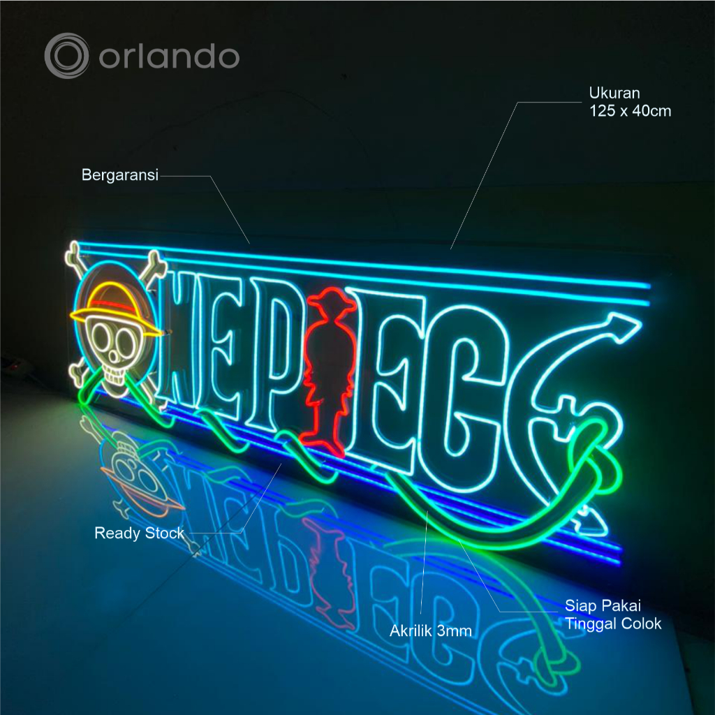 Neon Sign ONE PIECE Full Logo | NEON ONE PIECE - Lampu Hias dan Lampu TIdur ONE PIECE Full Logo