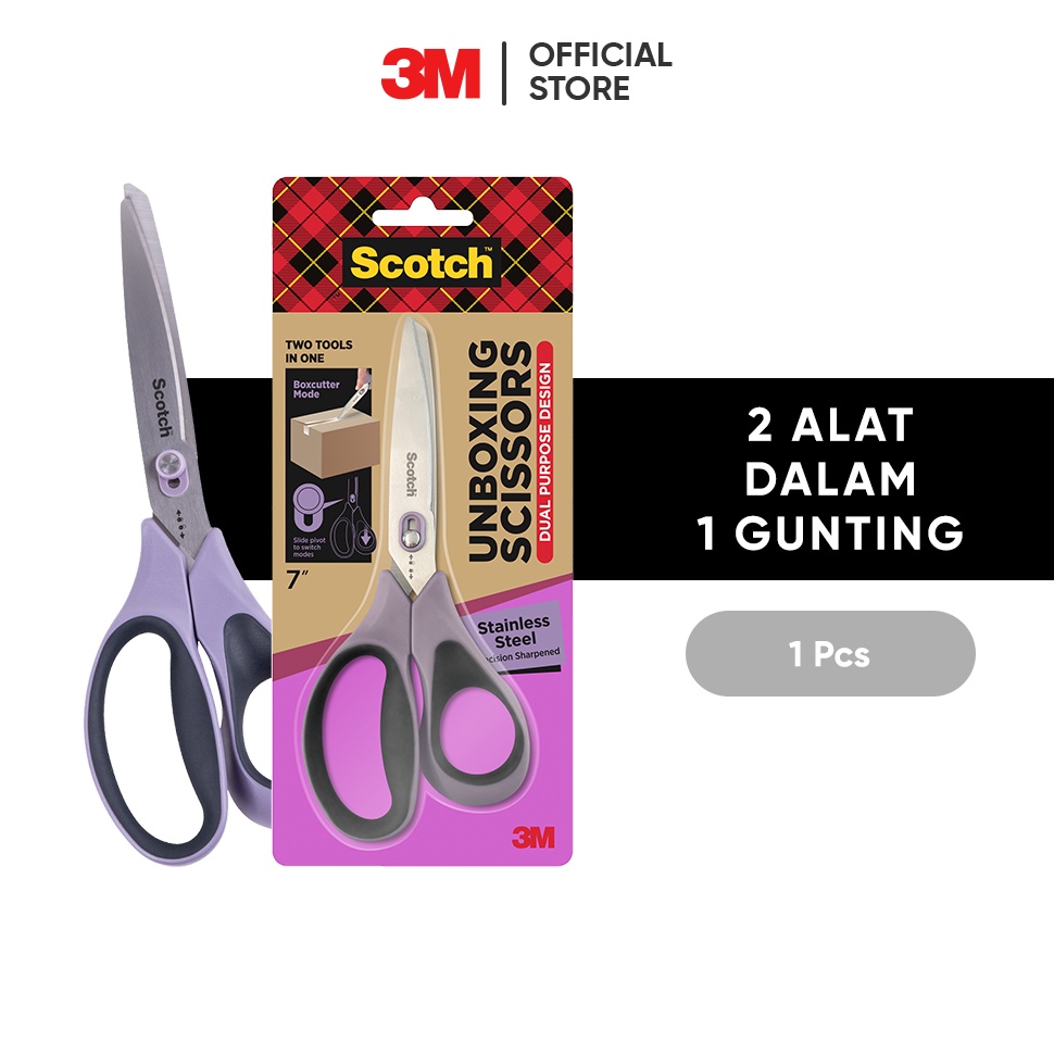 

KODE U17L 3M Scotch Scissors Unboxing 2 Alat dalam 1 gunting 1 pc Ungu Untuk memotong berbagai kebutuhan