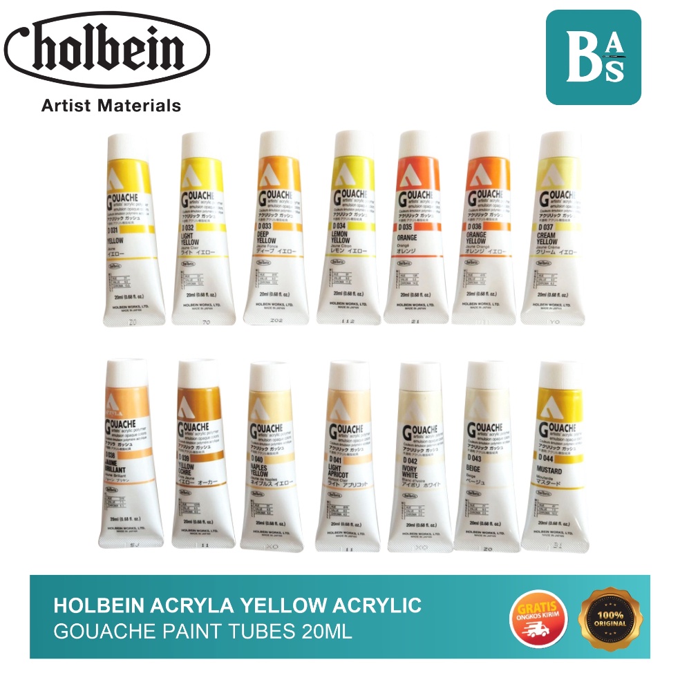 

KODE B86U Holbein Acryla YELLOW Acrylic Gouache Paint 2ml
