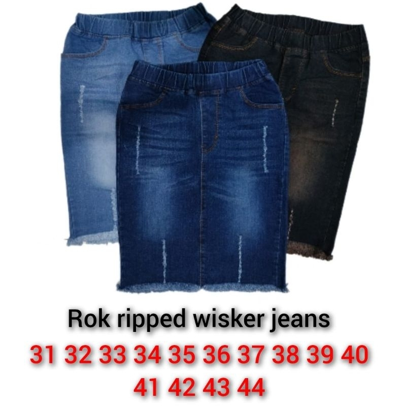 rok mini jeans wanita jumbo rok pendek jeans rumbai melar pinggang karet stretch