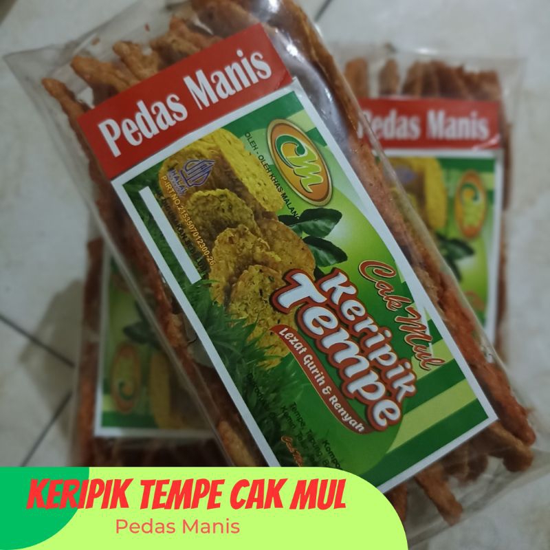 

keripiktempecakmul rasa pedas maniskeripiktempecakmul / keripiktempemalang / oleholehkhasmalang /camilan / makanan ringan