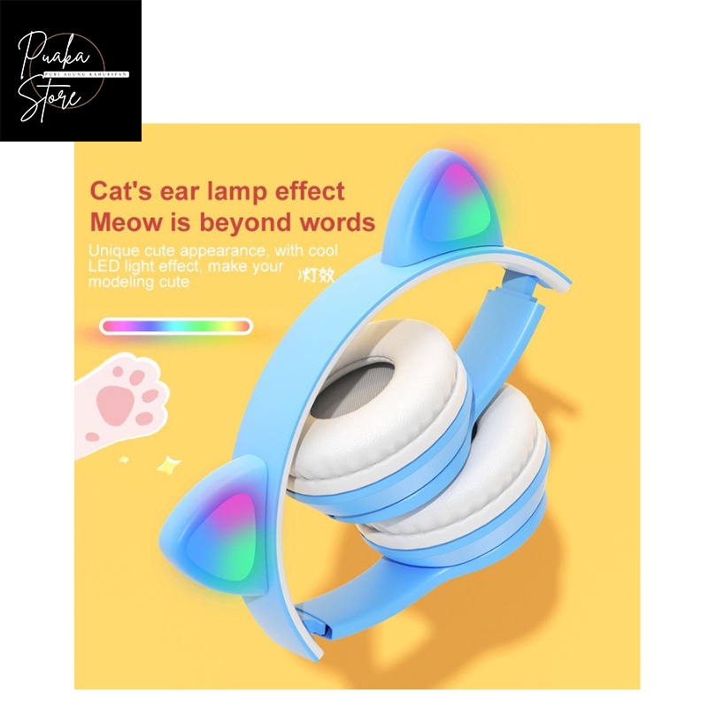 Headset Gaming Telinga Kucing Bluetooth MH