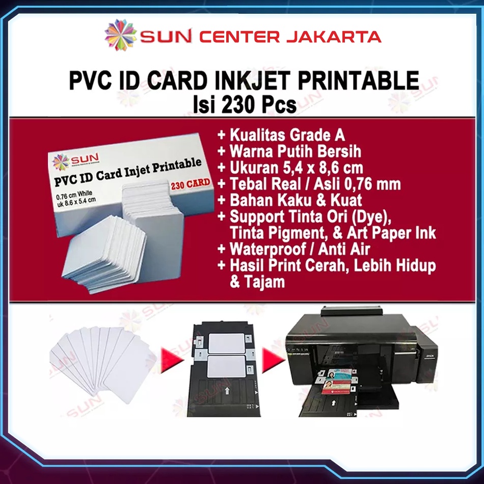 

KODE A88S Inkjet PVC ID Card Grade A 76 White uk 86 x 54 cm isi 23 Kertas PVC ID Card Inkjet Printable untuk Tray Id Card L8 L85 T6 L85 L81 R23