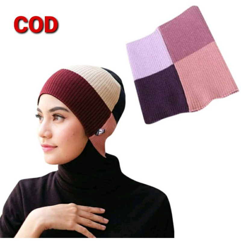 Ciput Rajut 4 Warna penutup kepala hijab handsock