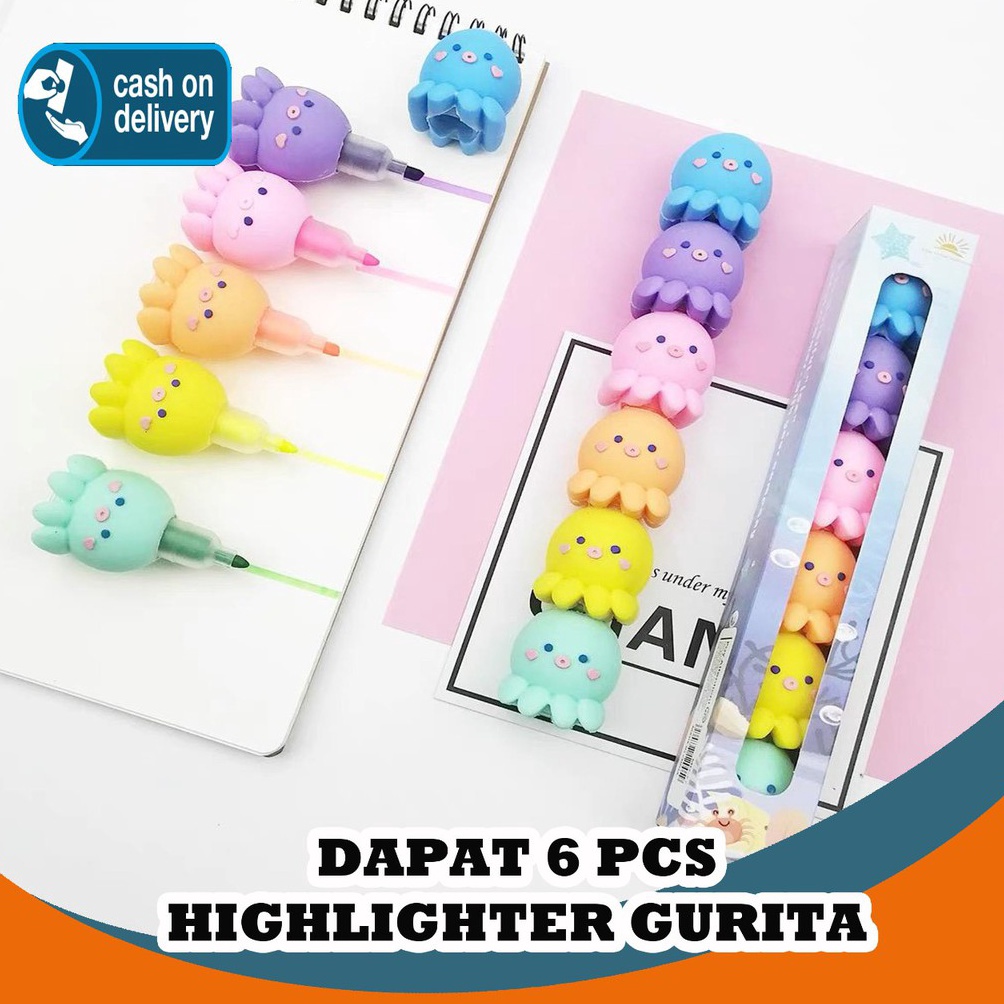 

KODE H59J SET STABILO HIGHLIGHTER OCTOPUS ISI 6 PCS SPIDOL WARNA WARNI GURITA PASTEL LUCU