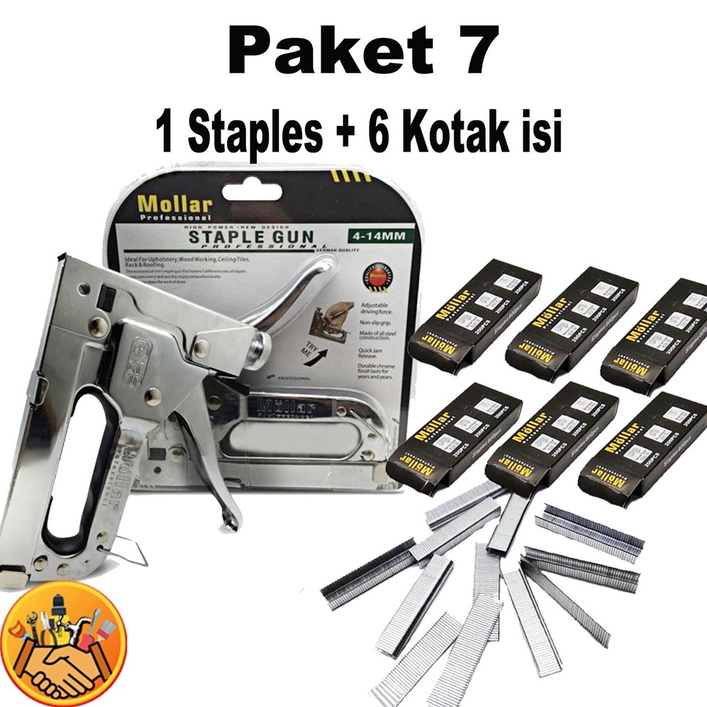 

KODE V56F Staple Tembak Tacker Staples Gun Stepler Hekter mollar 3in1 jok kulit kardus plus isi staples