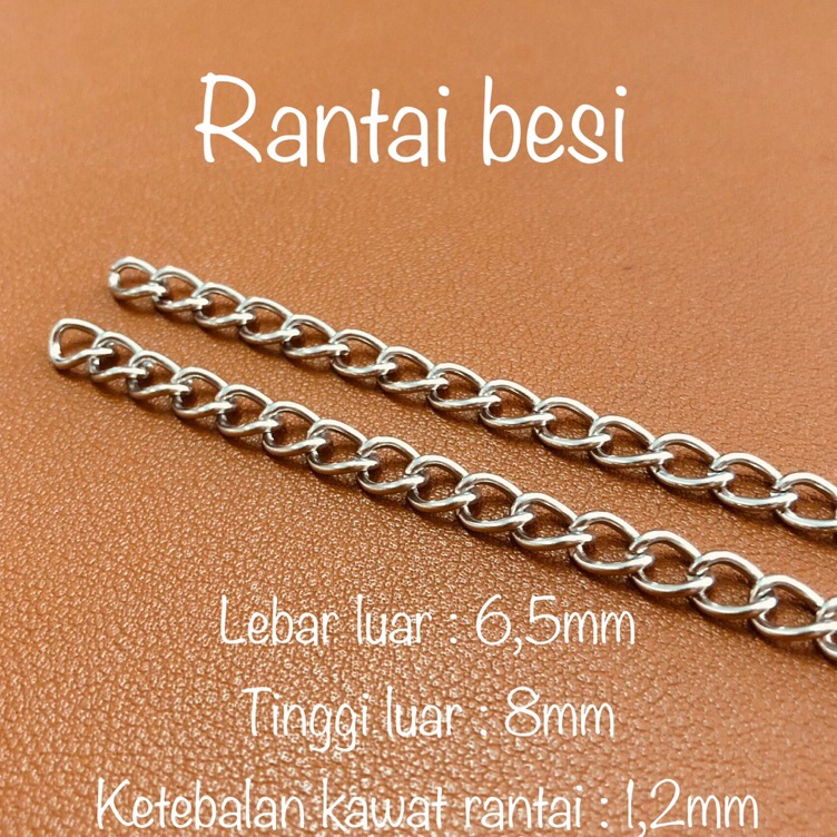 Terjangkau rantai besi kecil 8 x 65 mm  rantai besi tas per 1meter  rantai gantungan kunci