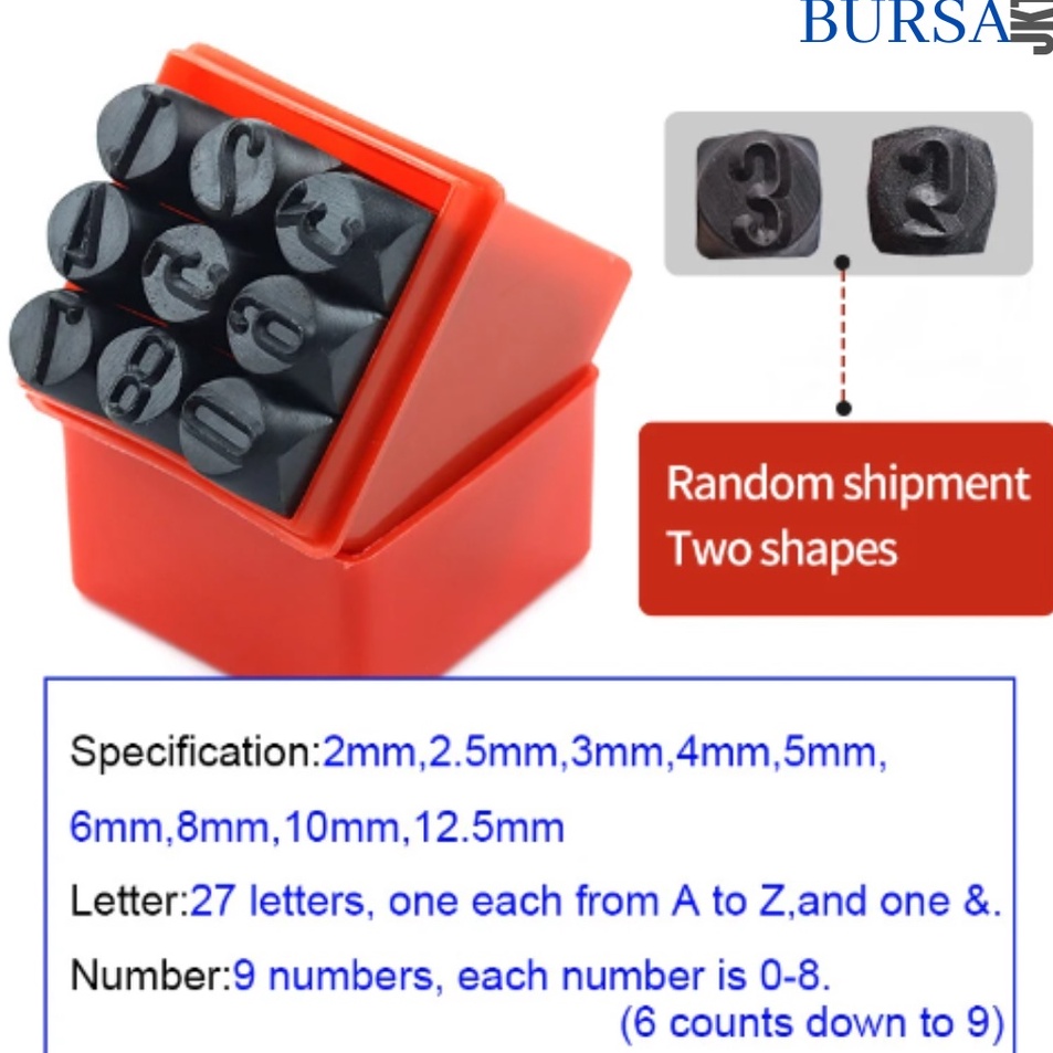 STEMPEL CETAKAN KETOK ANGKA NOMOR   9 LOBANG BAJA KULIT DLL 3125 MM