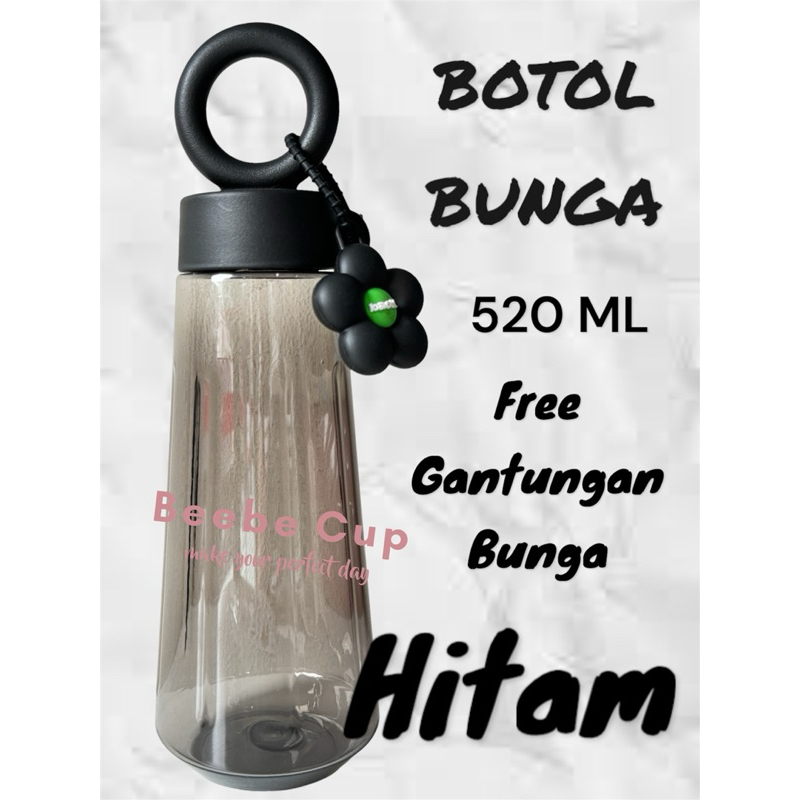 COD Botol minum Gagang Bunga Putih Transparan Bening Estetik Botol Air Minum 500ml Unik Kado Lucu