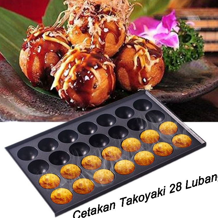 Terbaru Cetakan Takoyaki Cetakan Takoyaki 28 Lubang NoStick Baking Tray Cetakan Takoyaki Anti Lengke