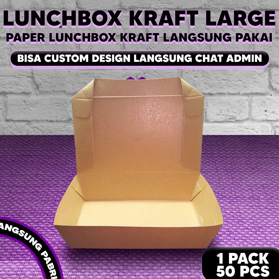

PAPER LUNCH BOX SIAP PAKAI BAHAN KRAFT KRAFT FULL LAMINASI SIZE LARGE