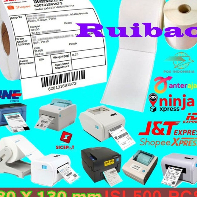 

Harga Murah Ruibao Kes label Stiker 8 X 13 mm ISI 5 Pcs Sticker Thermal barcode