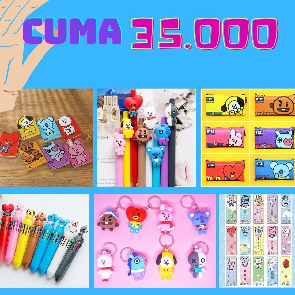 PAKET GOKIL BT21 SET ALAT TULIS LENGKAP TERMURAH READY GROSIR COD PERLENGKAPAN SEKOLAH IMPORT