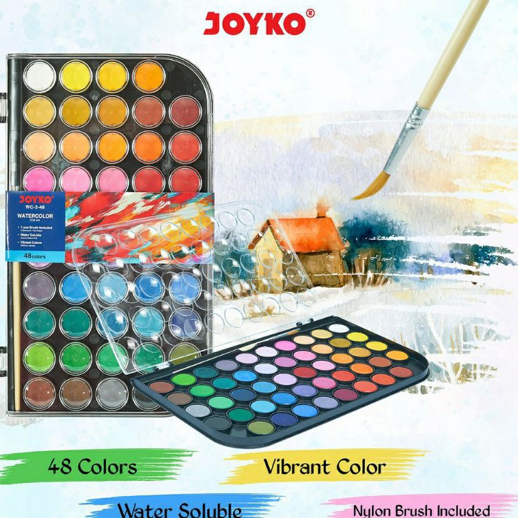 

Eksklusif Cat Air Water Color Joyko WC348 Cake Set 48 Warna
