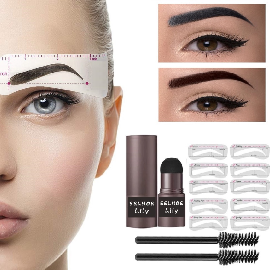 Eyebrow Stamp Instant Kit Pembentuk Alis Set Alis Pena Kontur Tahan Air Wanita Stensil Tinta Tongkat