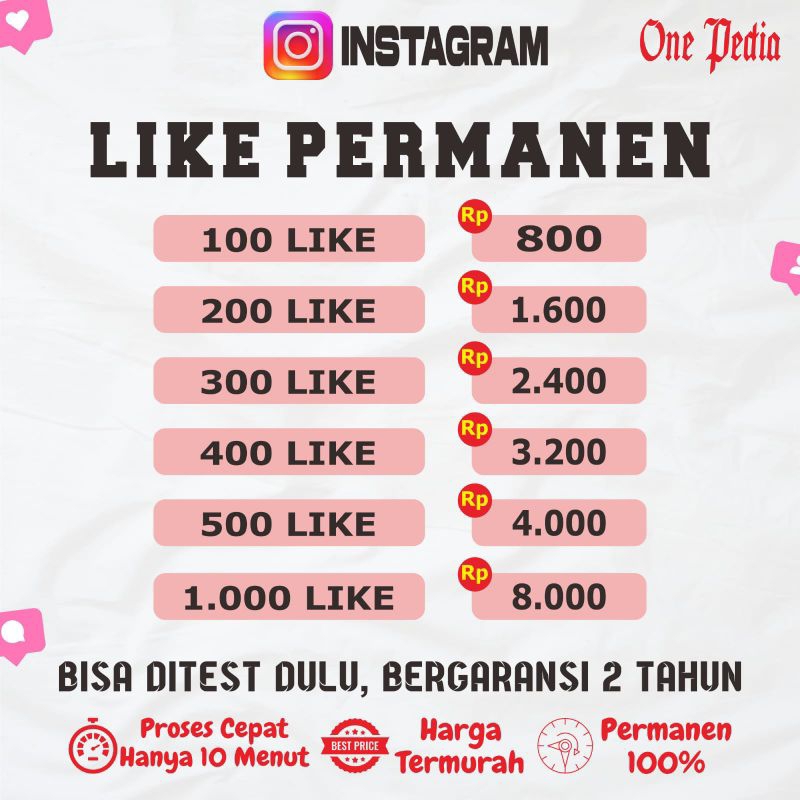Like Instagram Real Aktif Permanen Bisa DiTest Dulu Bergaransi 2 Tahun