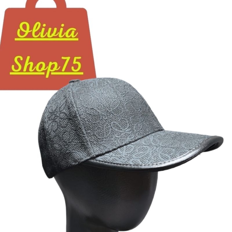 [Loewe] Topi Baseball Cap Pria Wanita Unisex Bahan Kanvas Full Bordir Lis Kulit Oliviashop75