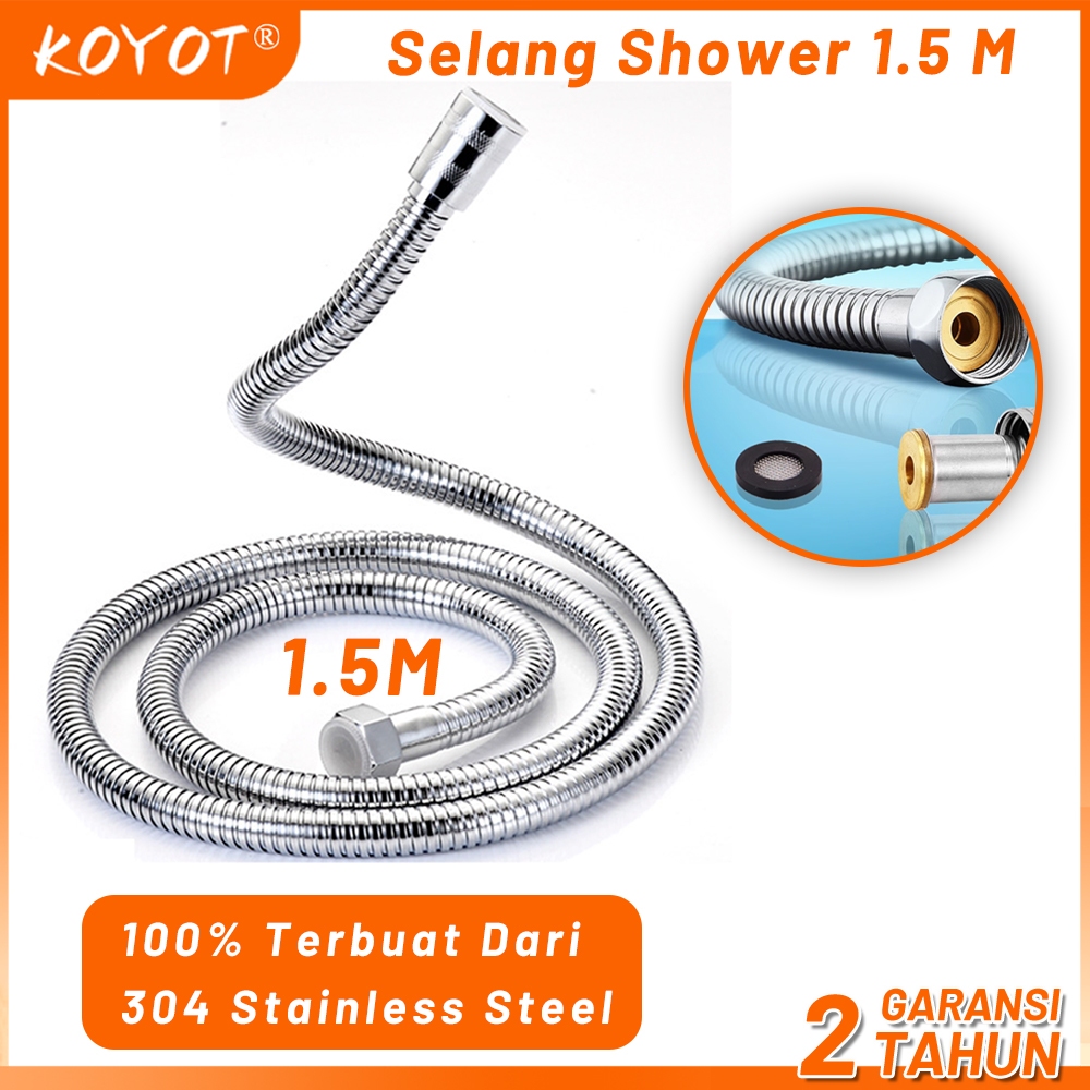 KOYOT Selang Fleksibel Hand Shower 304 Stainless Steel Shower Hose Selang Kamar Mandi 150cm