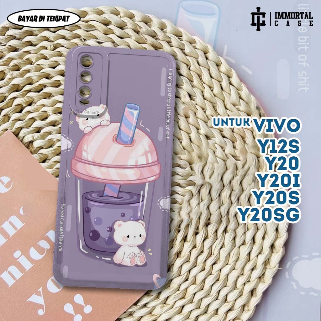 Casing VIVO Y20 Y12S Y20S Y20SG - Case Silikon VIVO Y20 Y12S Y20S Y20SG ( BOBA ) Softcase Glass Kaca