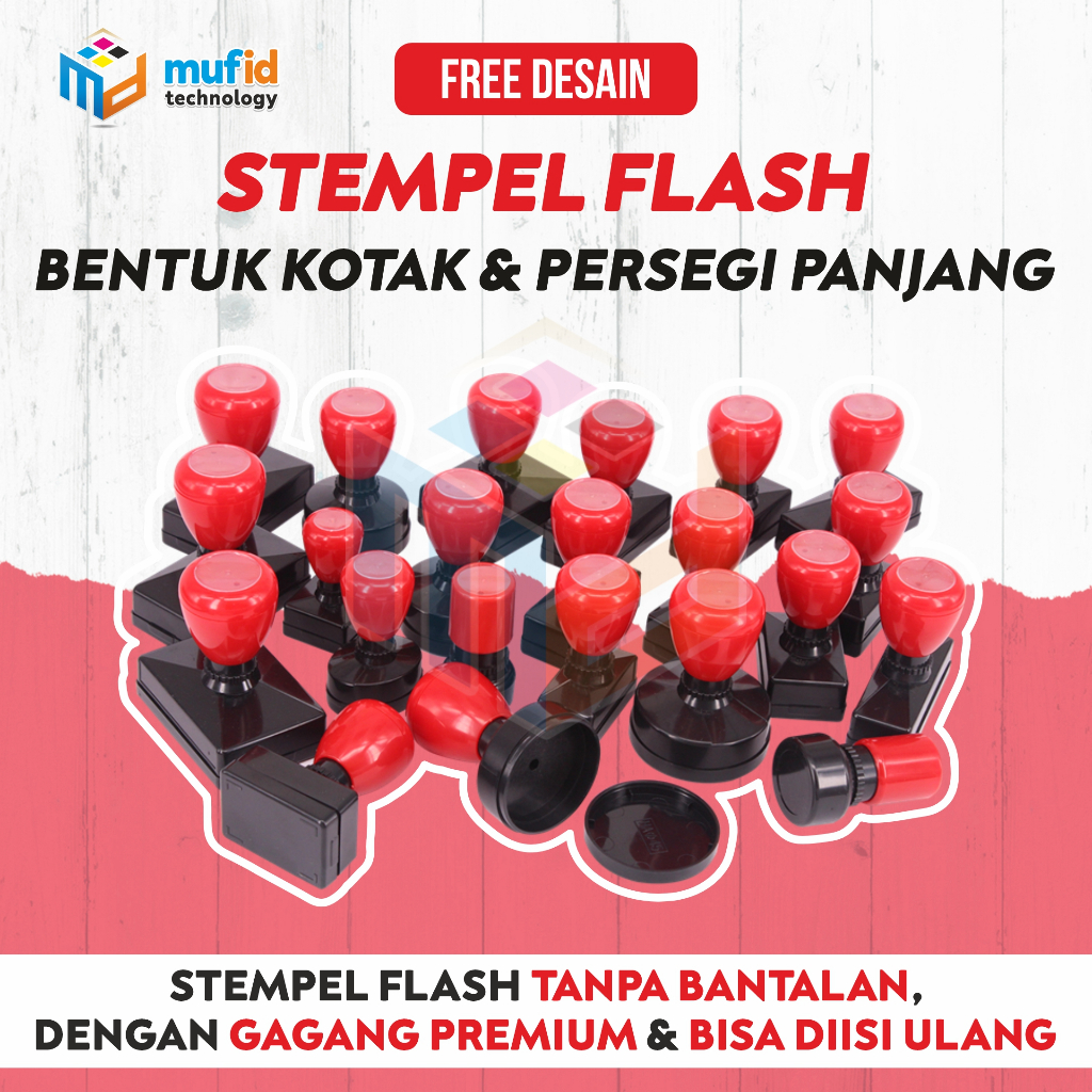 

(KECIL) Stempel Flash / Otomatis / Warna - KOTAK / PERSEGI PANJANG