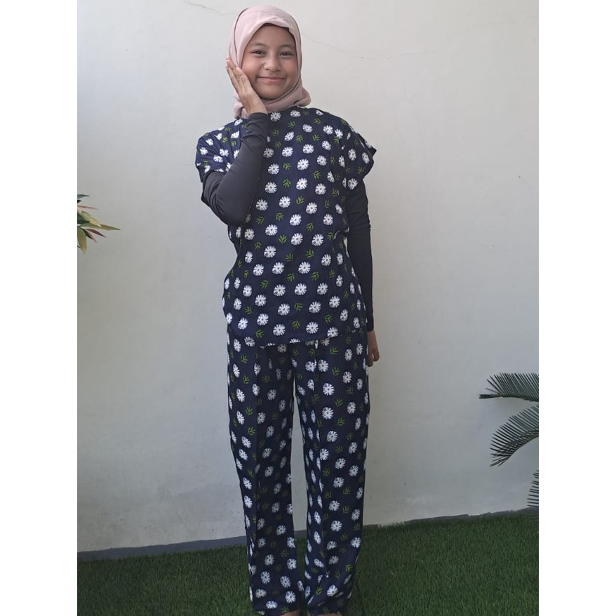 Oneset baju atas bawah celana panjang wanita bahan katun rayon new