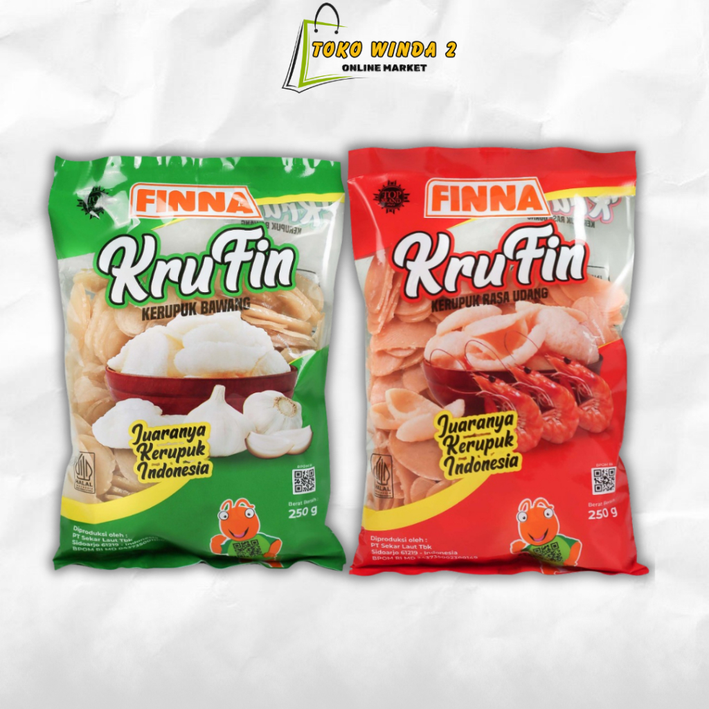 

Kerupuk Krufin Finna Rasa Udang dan bawang 250 Gram