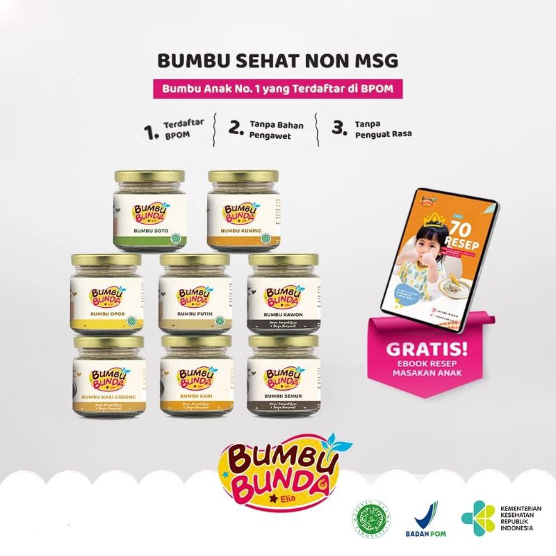 

Bumbu Bunda Elia Bumbu Sehat Non MSG / Bumbu Mpasi