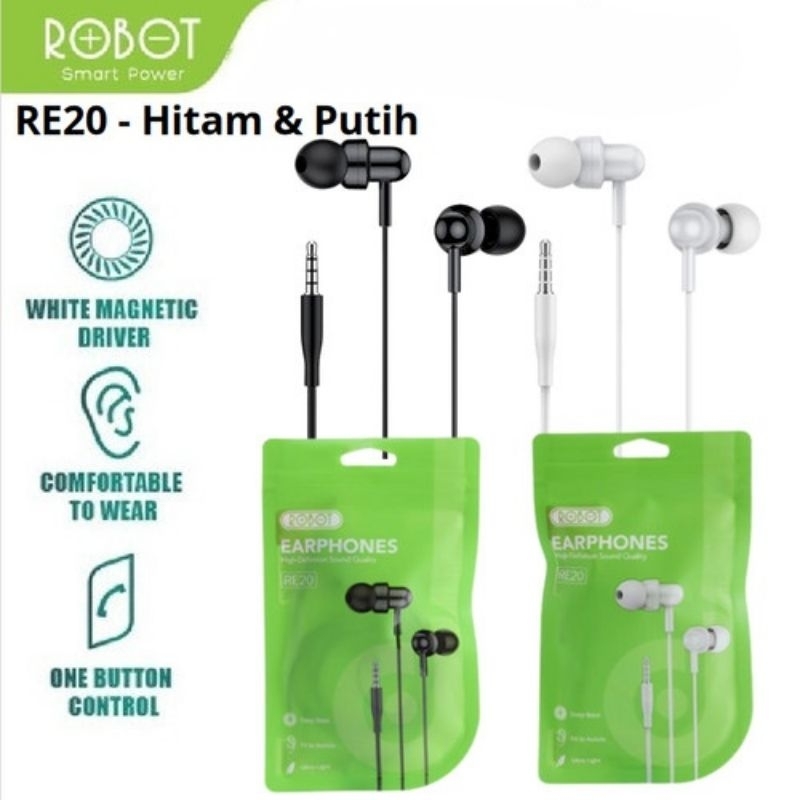 Headset Earphones Robot RE-20 stereo with mic