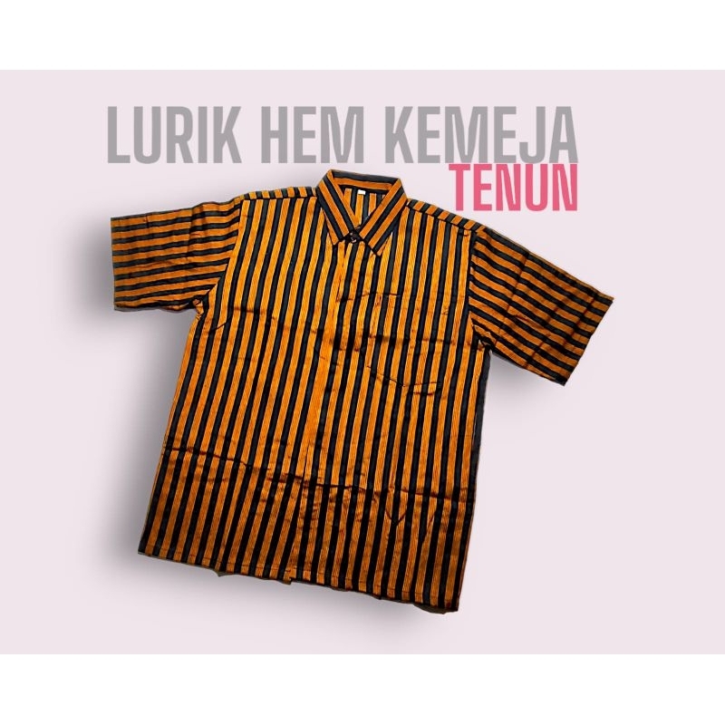 Kemeja Lurik Lengan Pendek Pria Lurik Pria Black Grey Lengan Pendek Kemeja KOKO Lurik