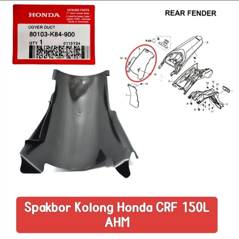 AHM 80103-K84-900 Cover Duct slebor spakbor kolong bagian tengah CRF 150L