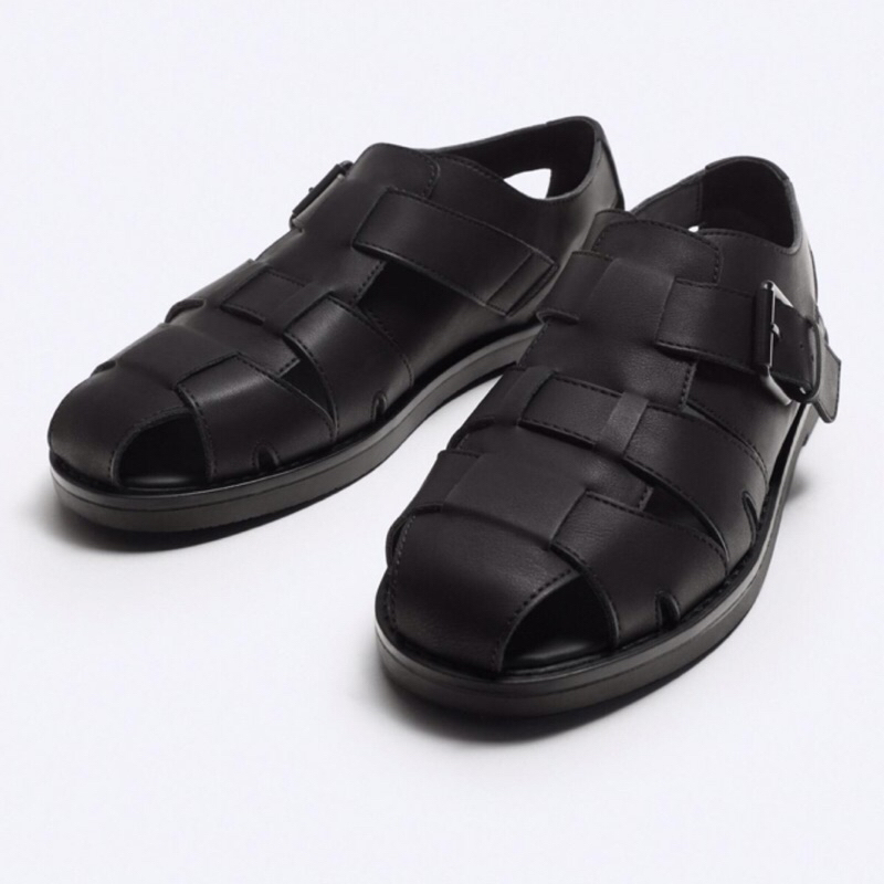 ZARA Men Sandal Cage Sepatu Sendal Pria Black