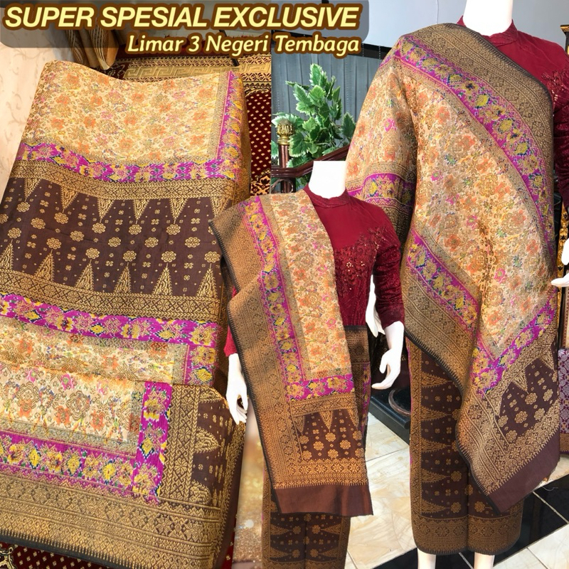 Classic Elegant Songket Tembaga limar 3 Negeri ORI SUPER SPESIAL EXCLUSIVE / Songket tenun palembang asli tenun tangan ilham songket