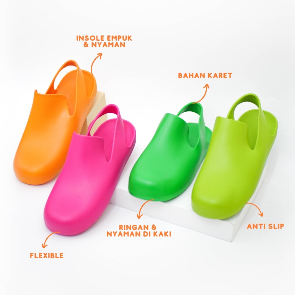 PORTO LADY OKD-2 Sepatu Boots Wanita Lucu Tahan Air Karet Elastis Model Botega Women Puddle Rubber