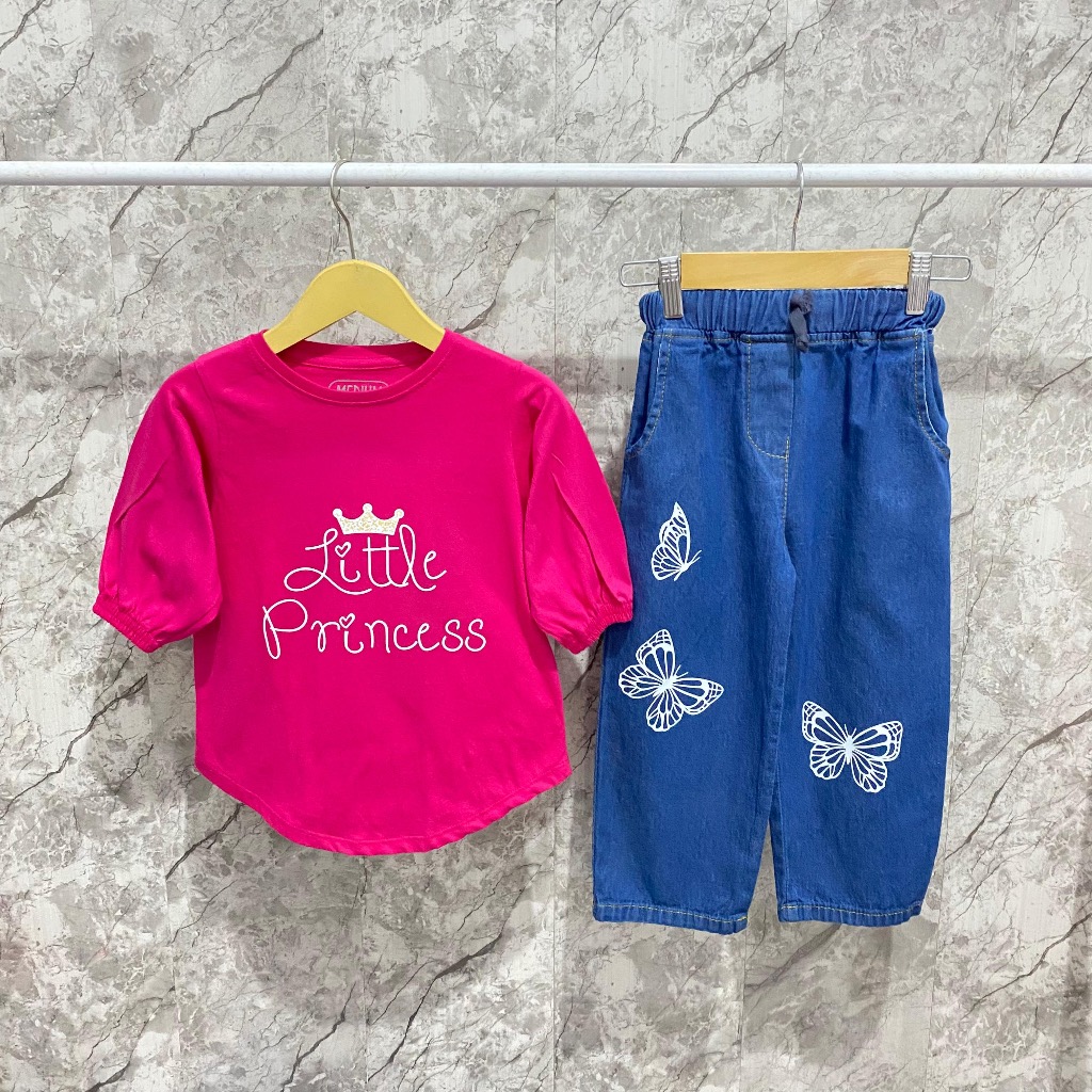 Setelan anak perempuan baju blouse & celana kulot usia 3-12 tahun bahan cotton