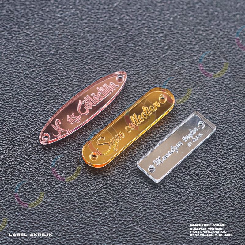 

label acrylik,acrylik miror, label hijab, label gamis, dll