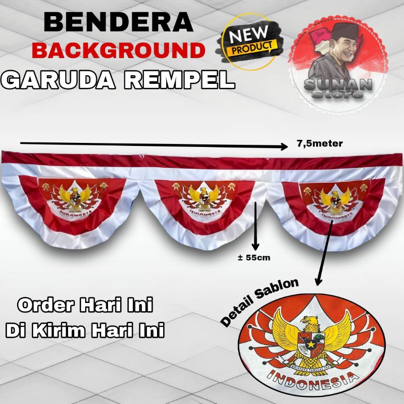 Bendera Background Garuda Kipas Rempel Merah-Putih