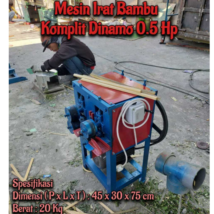 Mesin Irat Bambu Komplit Dinamo 0.5 Hp