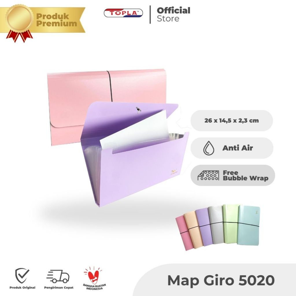 

Map giro 5020 dompet nota tabungan kwitansi 12 slot dengan tali pengait pastel Topla