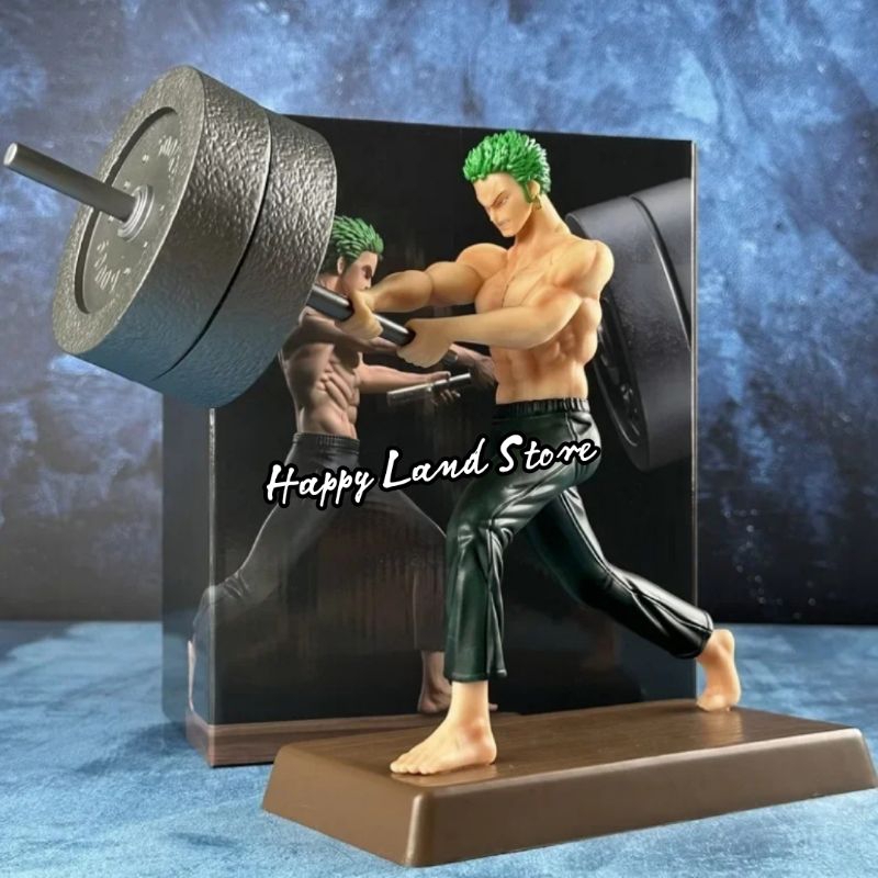 Action Figure One Piece Anime Roronoa Zoro Uno Studio Version Fitness Angkat Barbel PVC Statue Colle