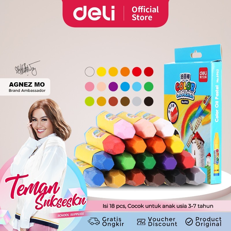 

Crayon Deli 6962 Oil Pastel 18 Warna Color School